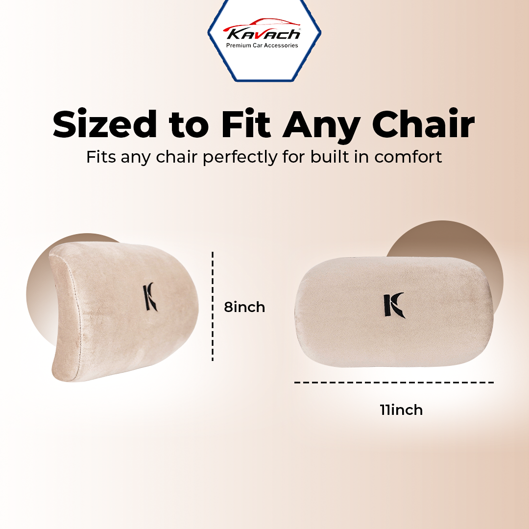 Kavach Premium Memory Foam Car Neck Rest Pillow Cylinder Shaped